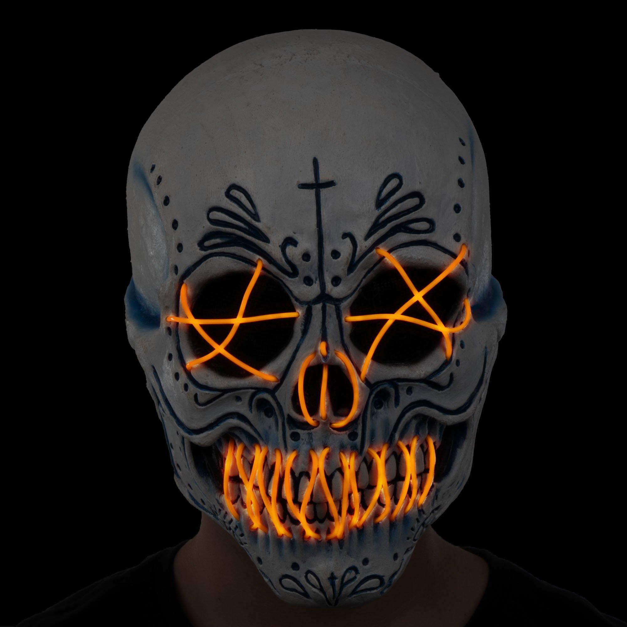 Skull Mask Personalized Glow In The Dark Halloween Tote Treat Bag Black