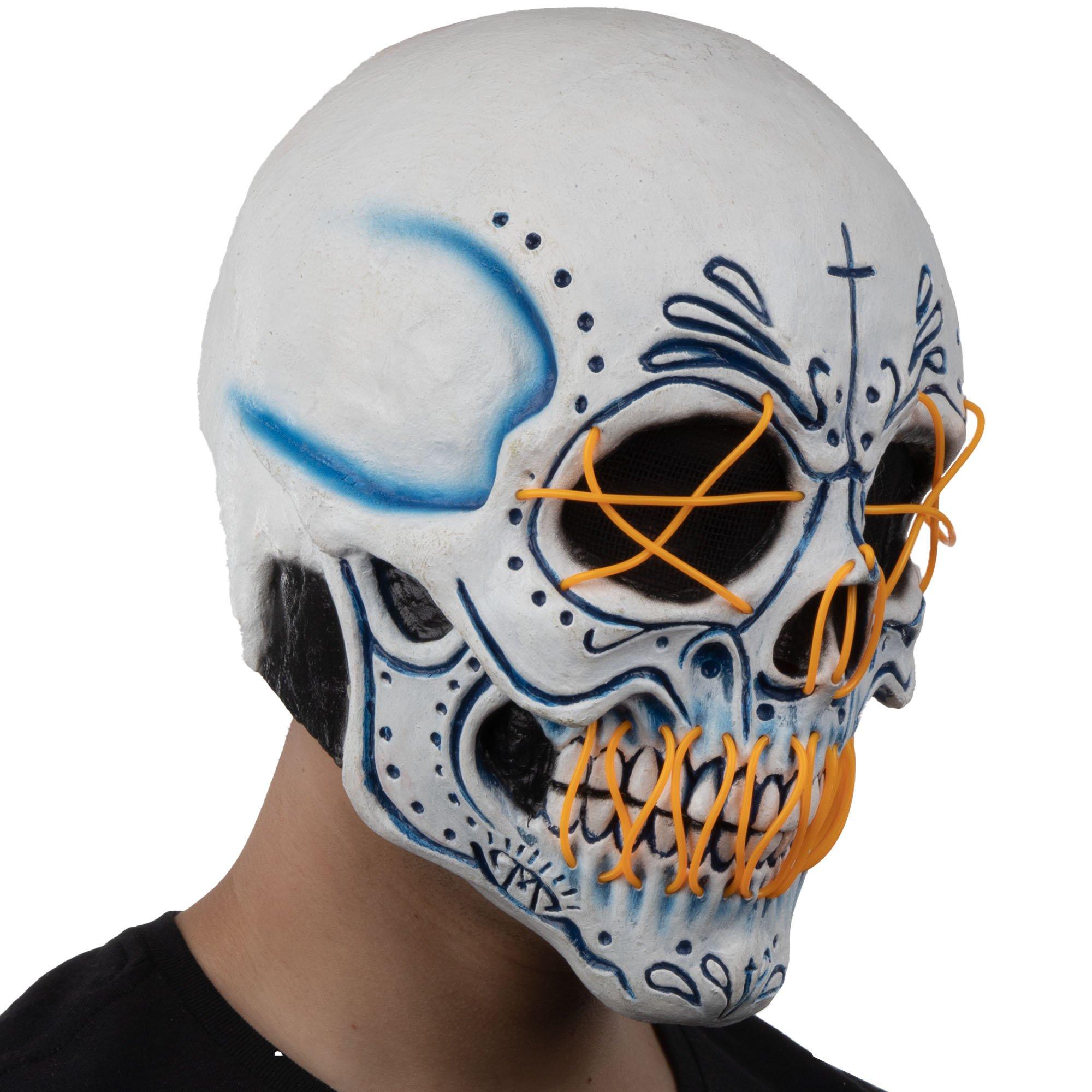 Adult Light-Up El Catrin Skull Latex Mask