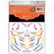 Glowing Bright Colorful Skull Temporary Face Tattoos, 24pc
