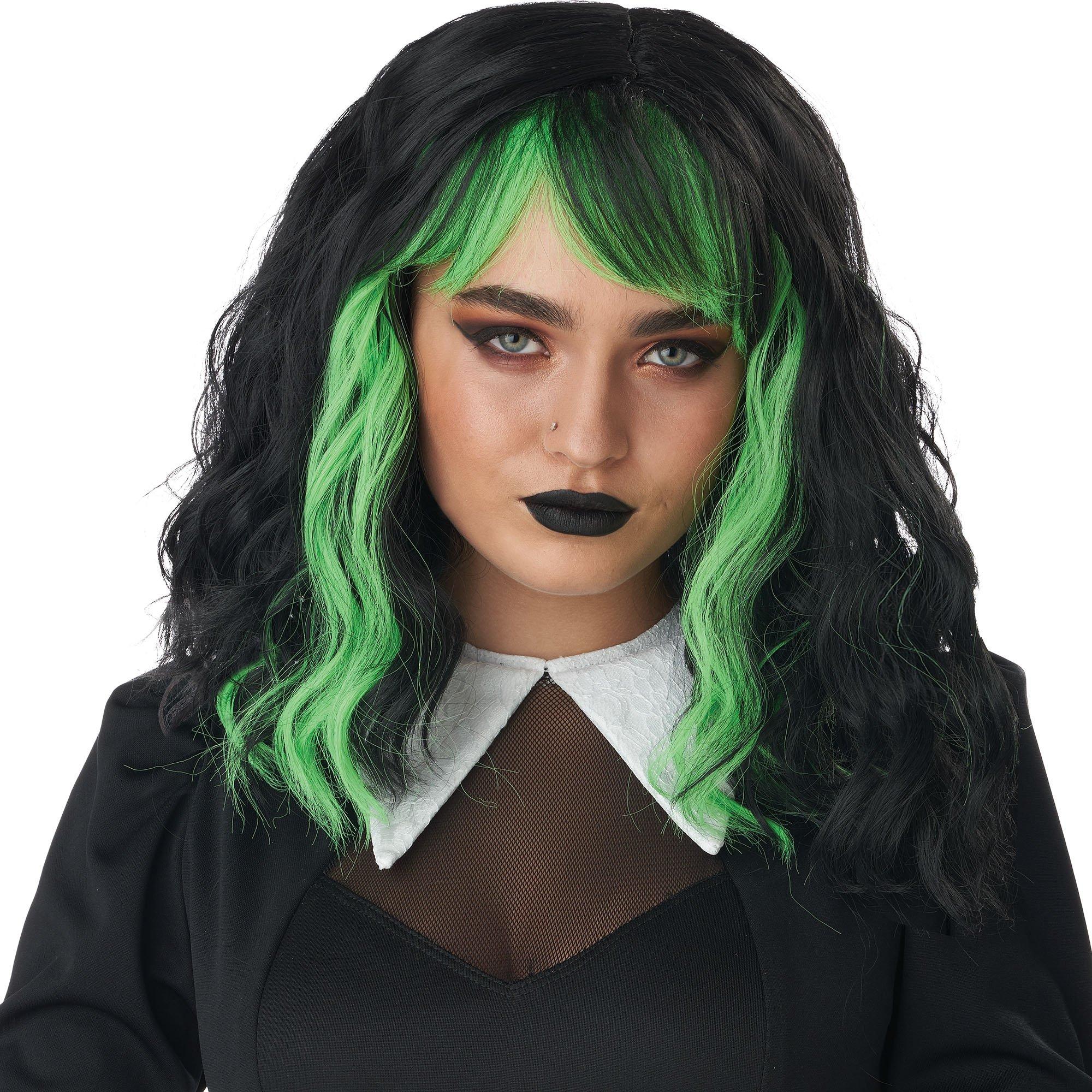 Green hotsell black wig