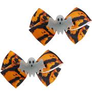 Orange & Black Tie-Dye Ghost Hair Bows, 2ct