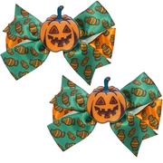 Green & Orange Jack-o'-Lantern Hair Bows, 2ct