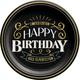 Black & Gold Happy Birthday Paper Dinner Plates, 10.5in, 8ct - Better With Age