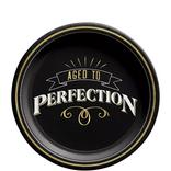 Black & Gold Aged to Perfection Birthday Paper Dessert Plates, 7in, 8ct - Better With Age