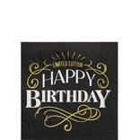 Black & Gold Happy Birthday Paper Beverage Napkins, 5in, 16ct - Better With Age