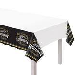Black & Gold Happy Birthday Plastic Table Cover, 54in x 102in - Better With Age