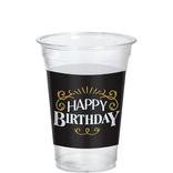 Black & Gold Happy Birthday Plastic Cups, 16oz, 25ct - Better With Age