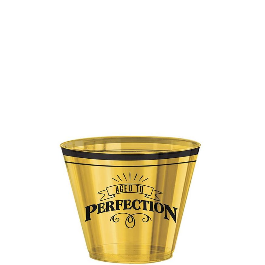 Gold Aged to Perfection Birthday Plastic Tumblers, 9oz, 30ct - Better With Age