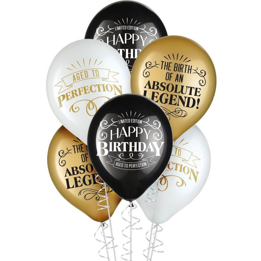 Black, Gold & White Better With Age Birthday Latex Balloons, 12in, 15ct