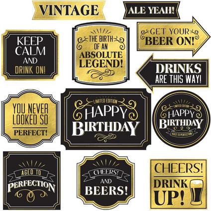 Black & Gold Better With Age Birthday Cardstock Cutouts, 12pc