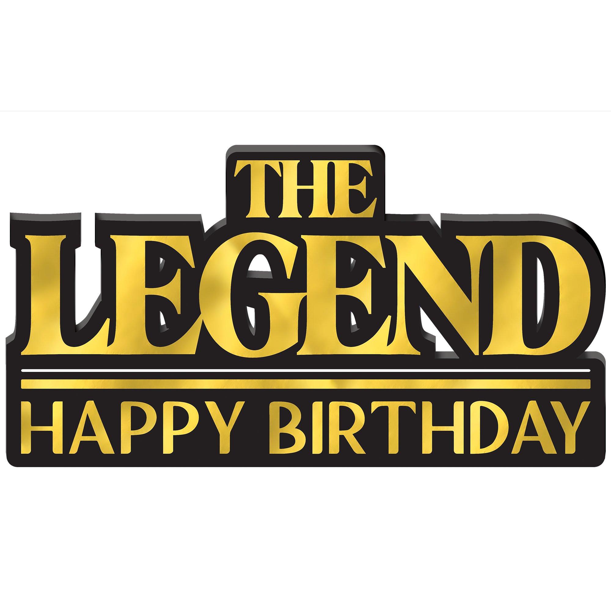 Black & Metallic Gold The Legend Happy Birthday MDF Standing Sign, 13
