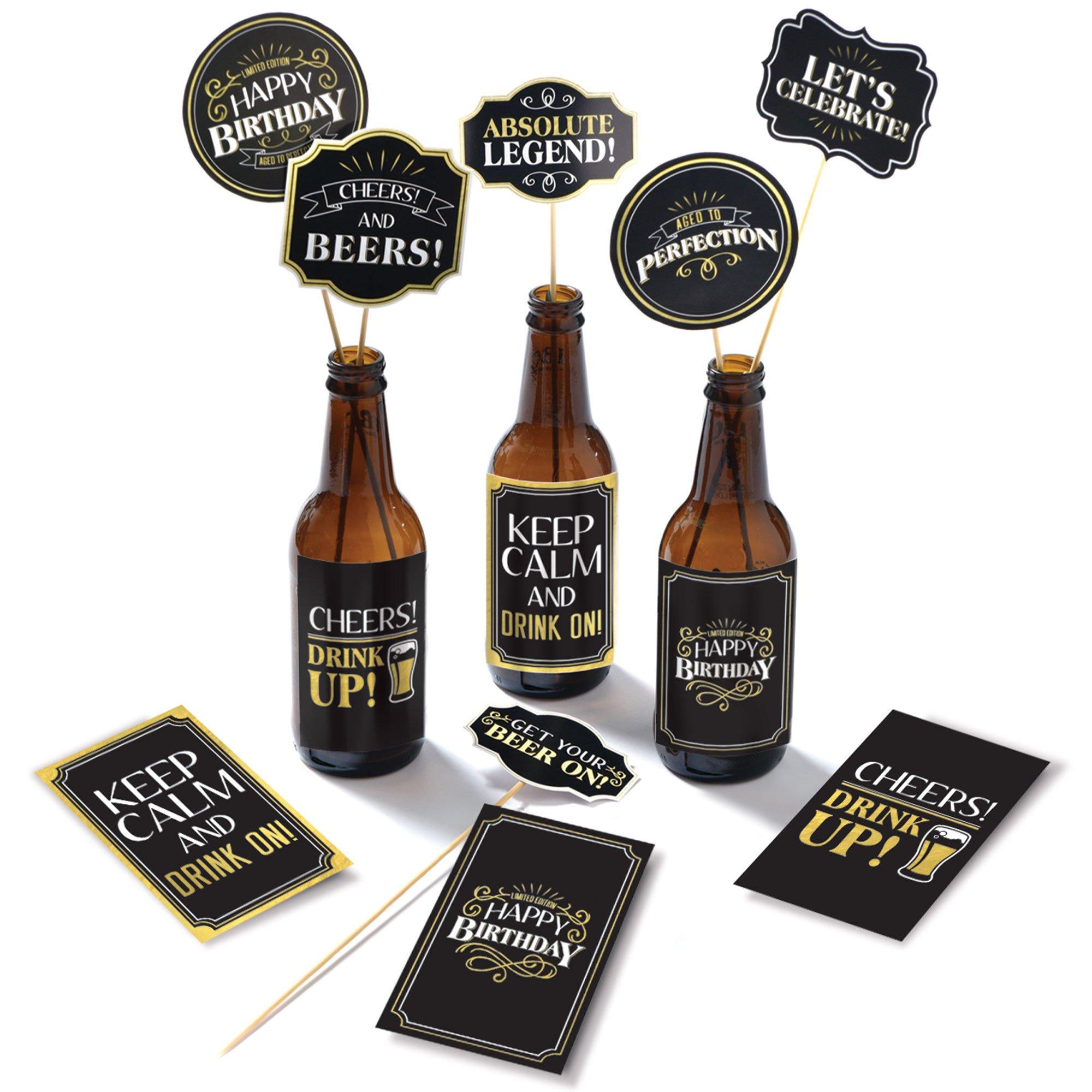 Celebrate Next Black & Gold 60th Birthday / Anniversary Cheers Themed Small Party Favor Gift Bags with Tags -12pack, Women's