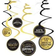 30TH BIRTHDAY BANNER BLACK AND GOLD PARTY BUNTING WITH STARS 6 PANELS 