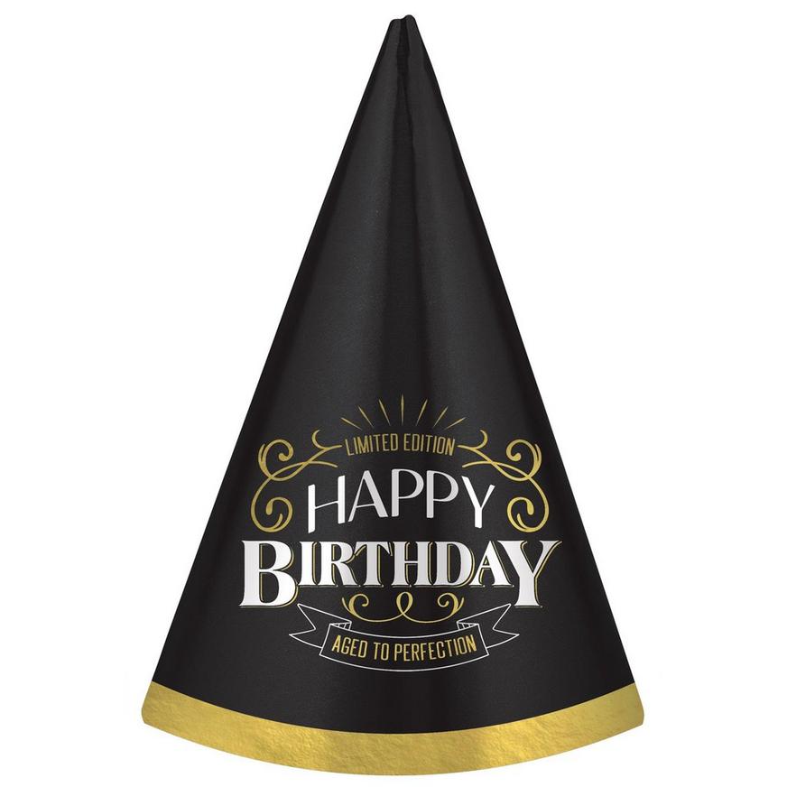 Black & Gold Better With Age Birthday Party Hat, 7.5in