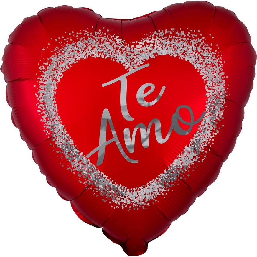 Love You Te Amo Happy Valentine's Day Heart Foil Balloon Bouquet, 7pc
