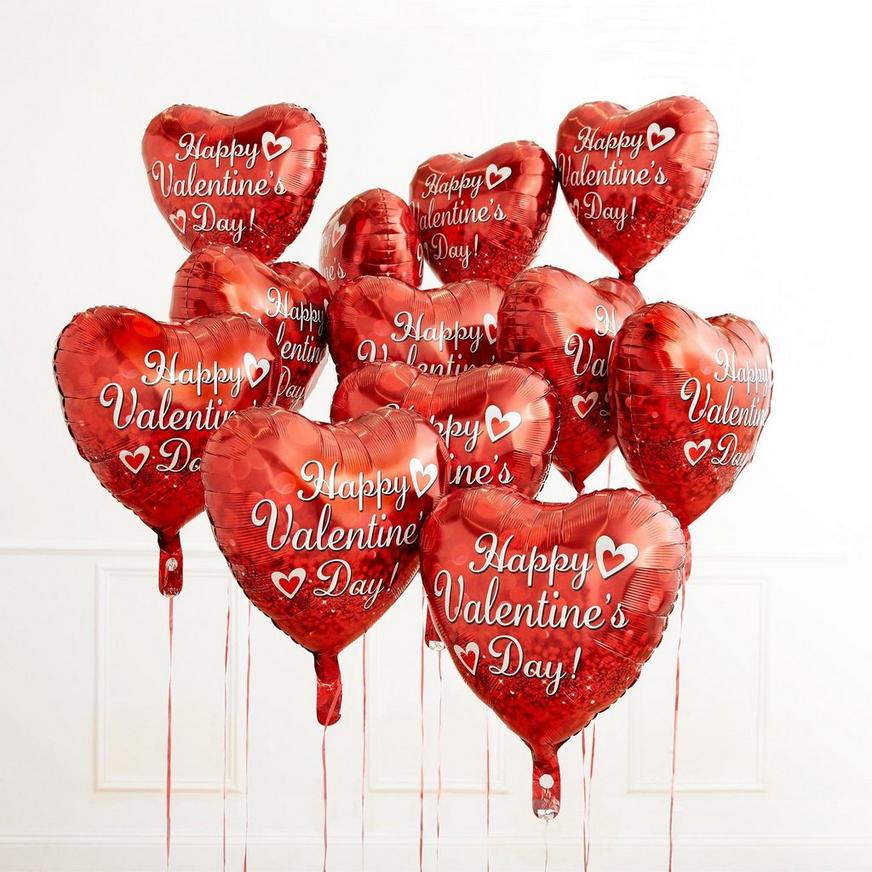 Love You Te Amo Happy Valentine's Day Heart Foil Balloon Bouquet, 7pc