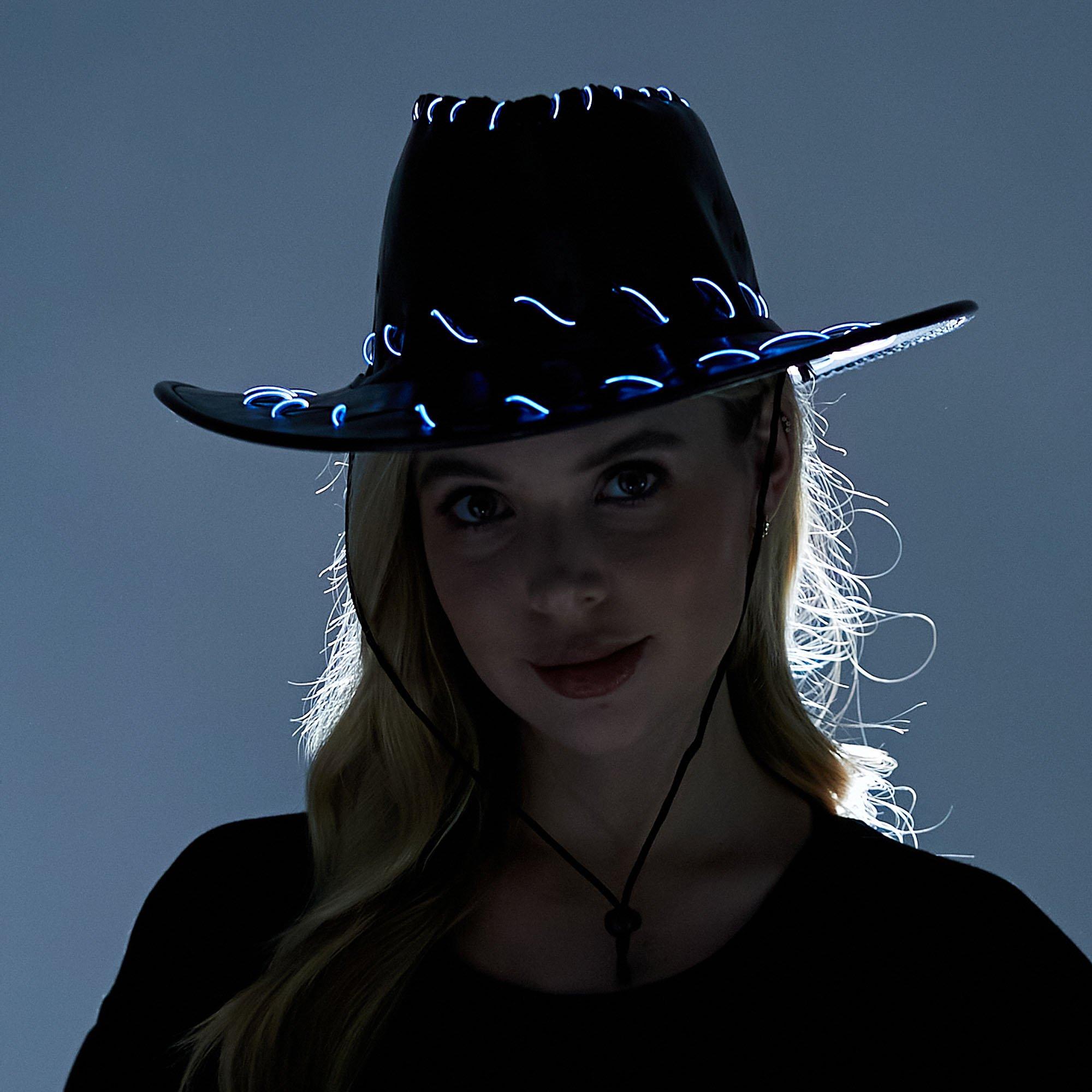 Adult Light-Up Black Fabric Cowboy Hat