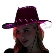 Adult Light-Up Pink Fabric Cowboy Hat