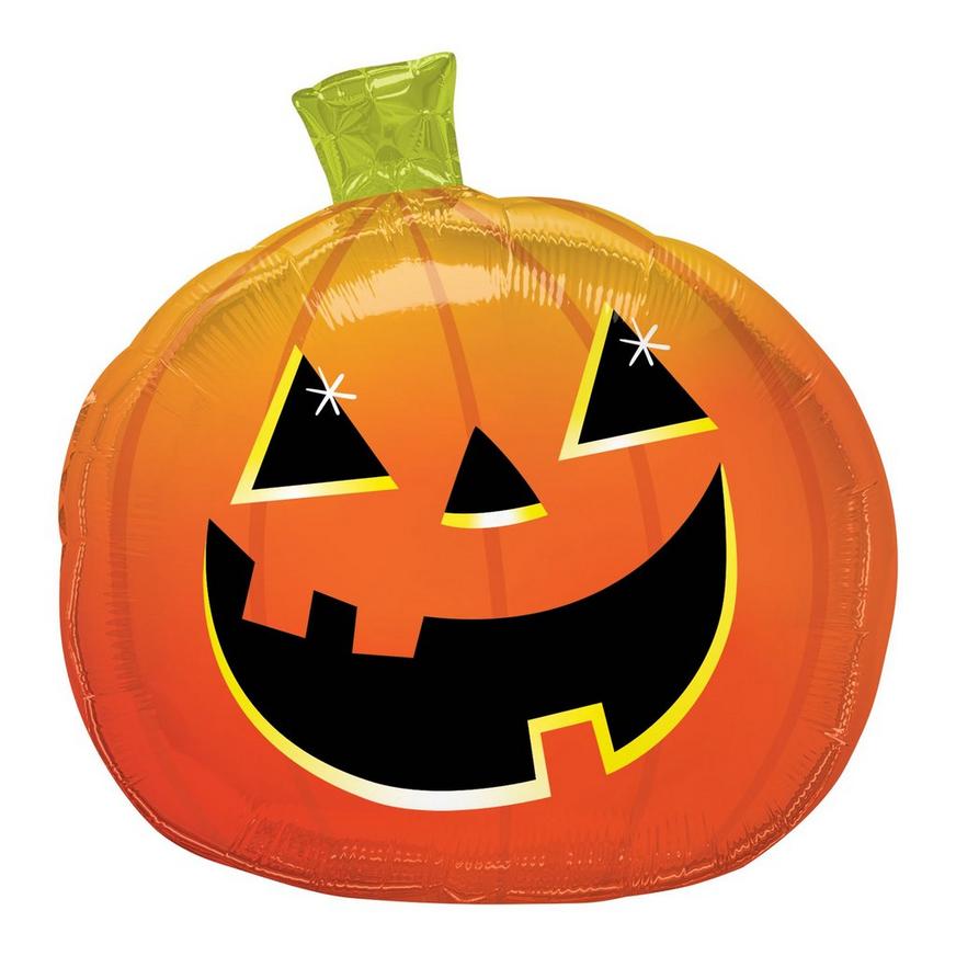 Air-Filled Smiley Halloween Jack-o'-Lantern Foil Balloon, 17in