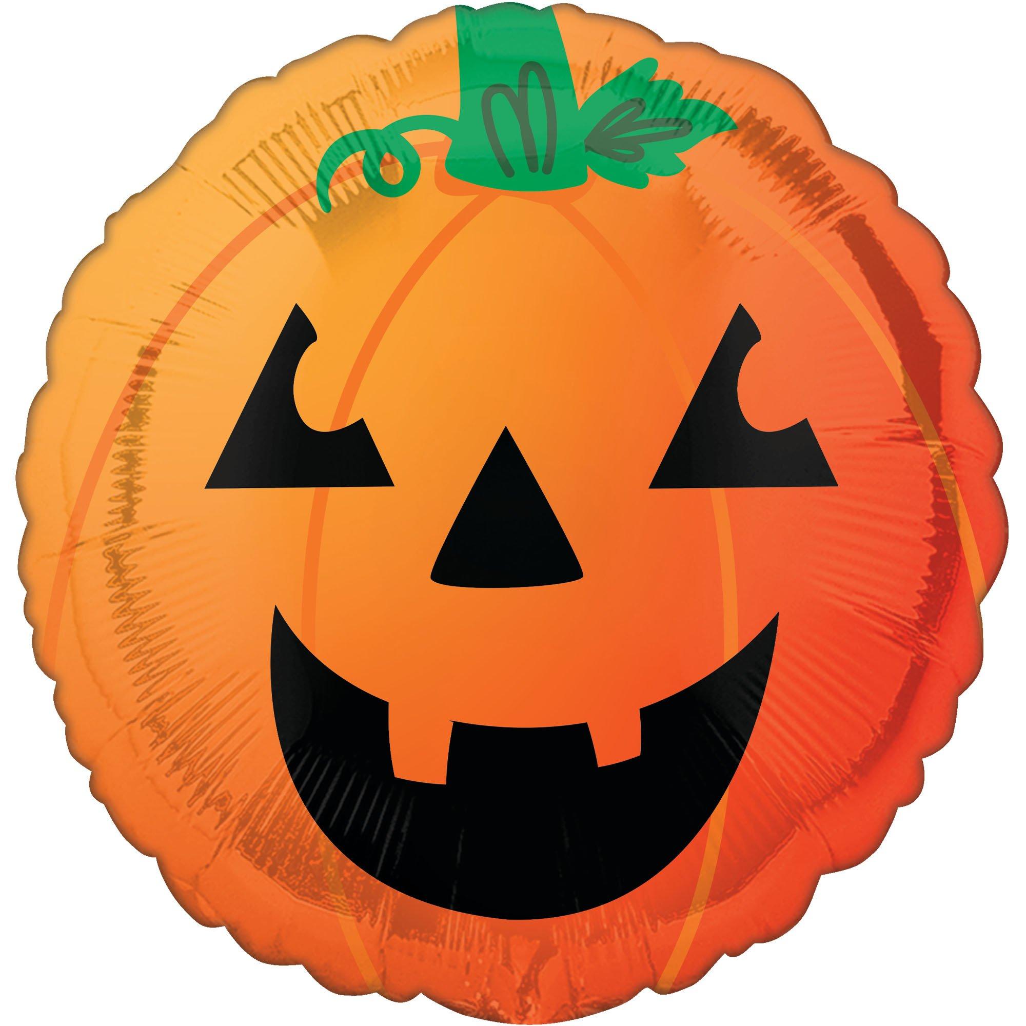 Friendly Halloween Jacko’Lantern Round Foil Balloon, 17in Party City