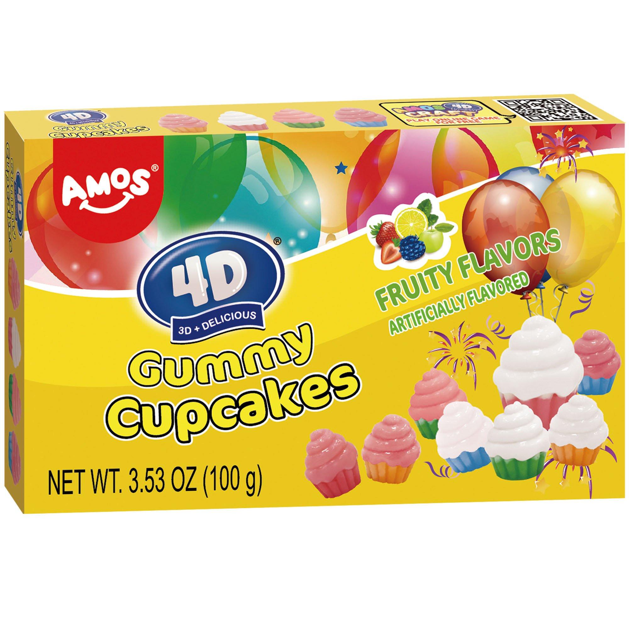 Amos 4D Gummy Cupcakes, 3.53oz