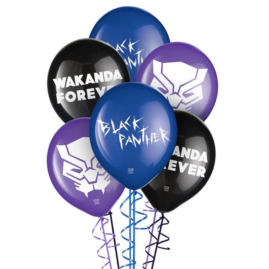 Black Panther Wakanda Forever Latex Balloons, 12in, 6ct
