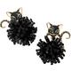 Black Cat Pom-Pom Earrings