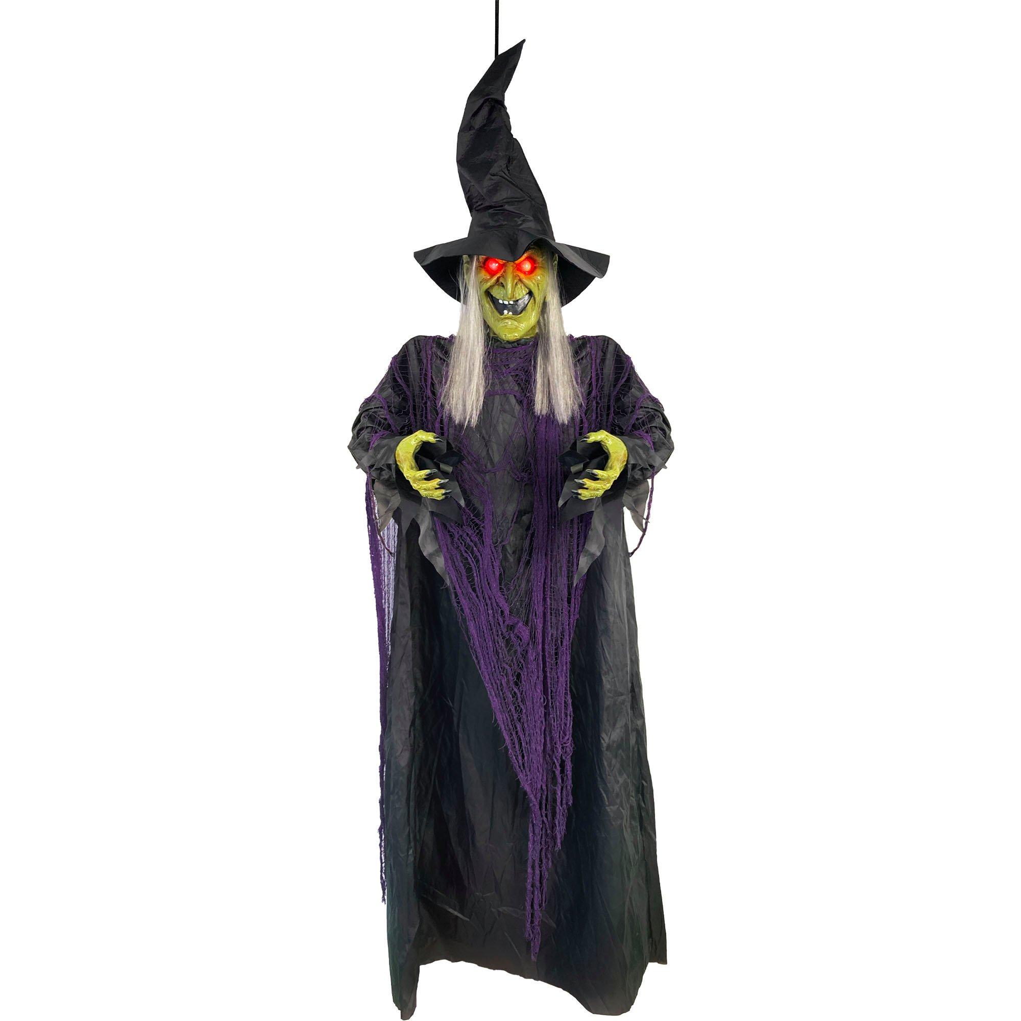 Light-Up Cackling Witch Hanging Decoration, 6ft | Party City