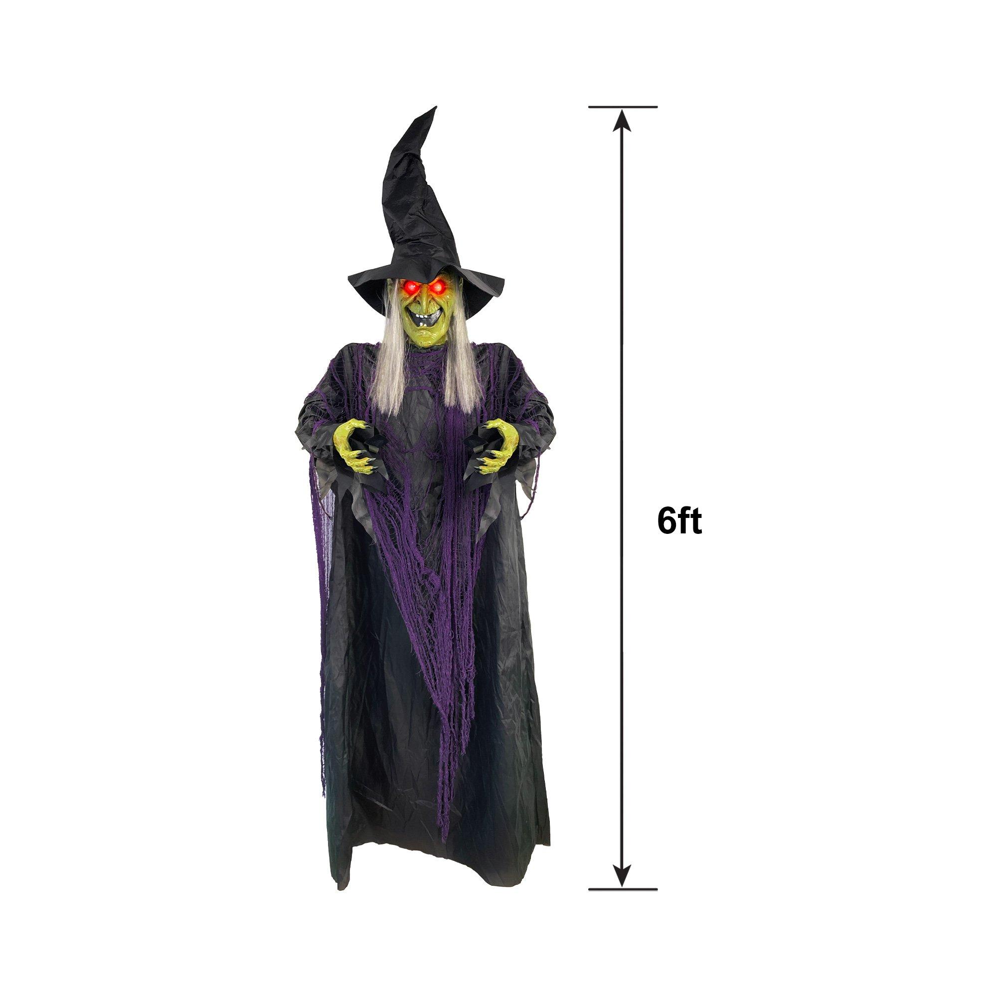 Light-Up Cackling Witch Hanging Halloween Decoration, 6ft