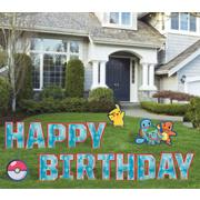 Happy Birthday Corrugated Plastic Yard Sign Phrase Set, 11in Letters, 10pc - Pokémon