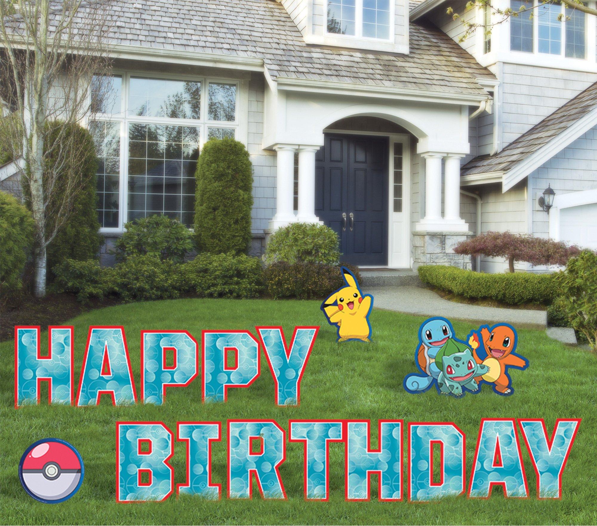 Happy Birthday Corrugated Plastic Yard Sign Phrase Set, 11in Letters, 10pc - Pokémon