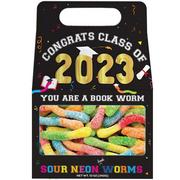Class of 2022 Graduation Sour Neon Gummy Worms Box, 12oz - Green Apple, Pineapple, Strawberry & Tangerine