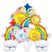 AirLoonz Rainbows, Stars & Sunshine Get Well Soon Balloon Bouquet, 17pc