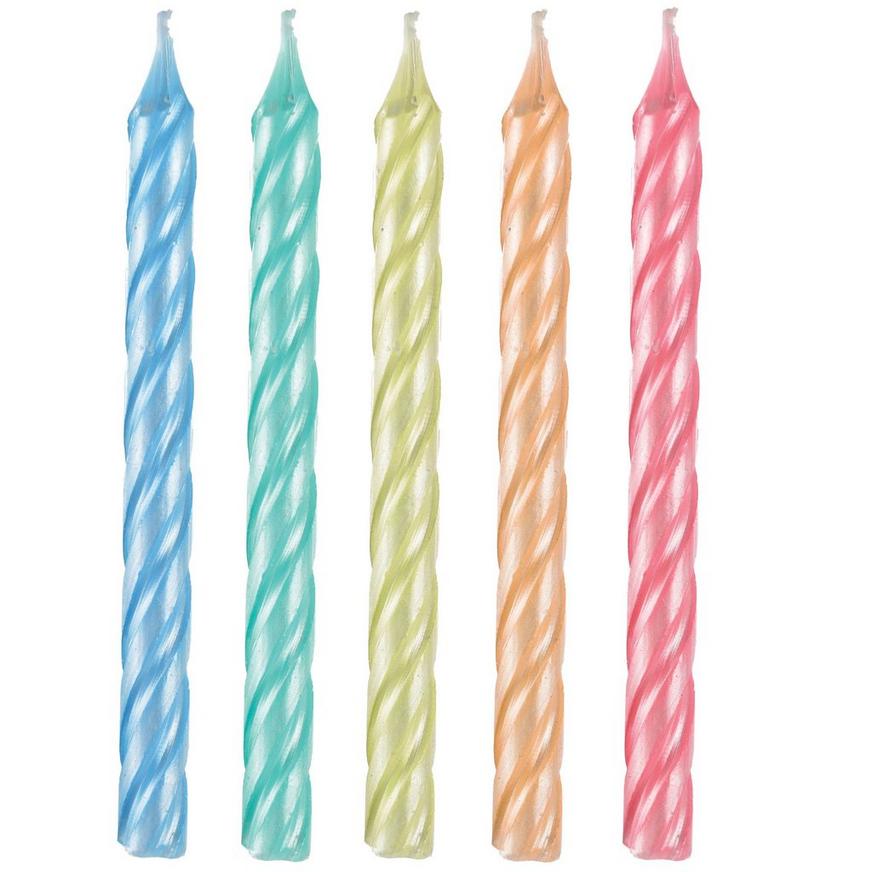Pearlized Pastel Spiral Candles, 3.25in, 12ct