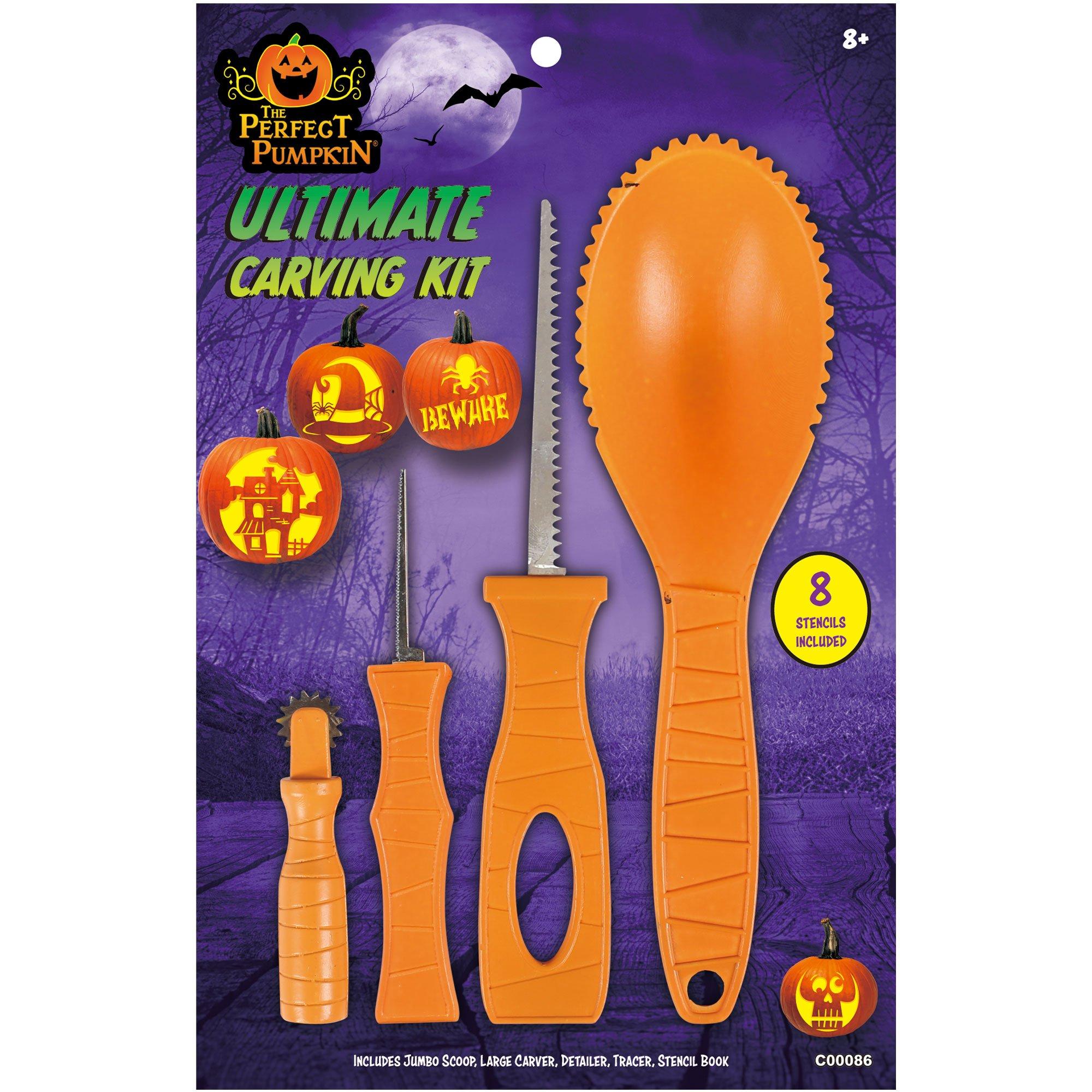 Ultimate Pumpkin Carving Kit, 4pc, with 8 Stencils