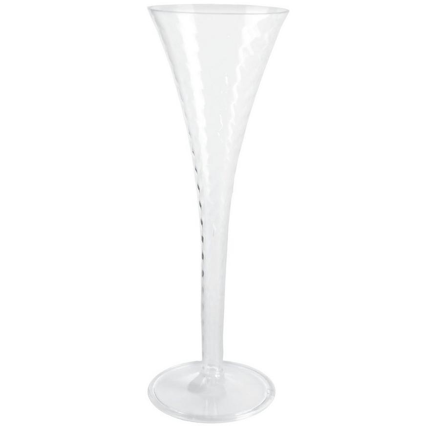 CLEAR Premium Plastic Textured Trumpet Champagne Flutes, 5oz, 8ct