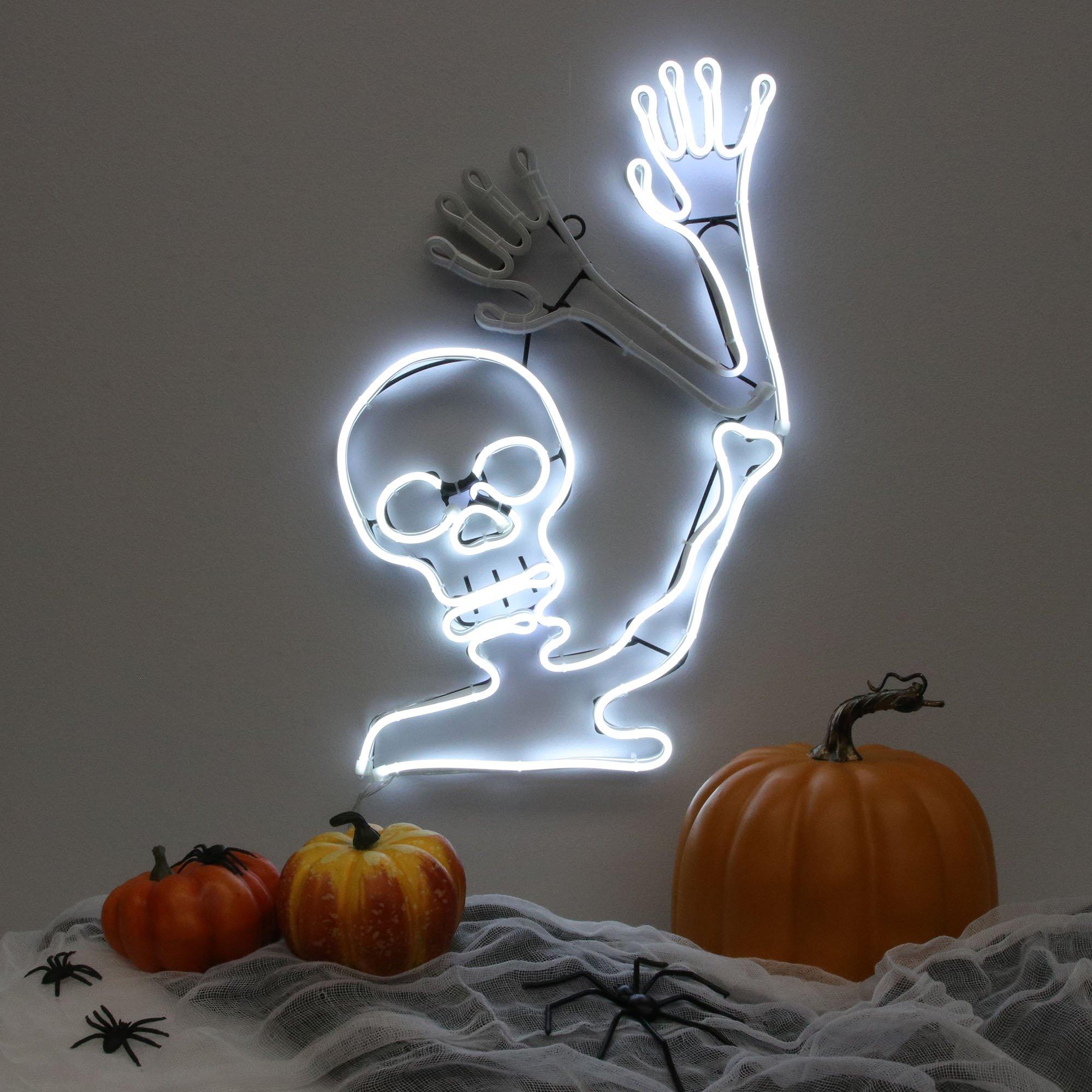 Light-Up Neon Skeleton Sign, 18in - Halloween Decoration | Party City