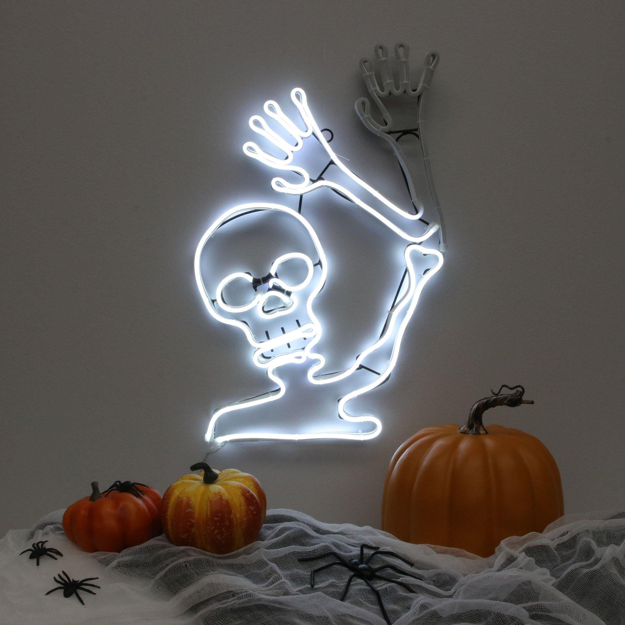 LightUp Neon Skeleton Sign, 18in Halloween Decoration Party City