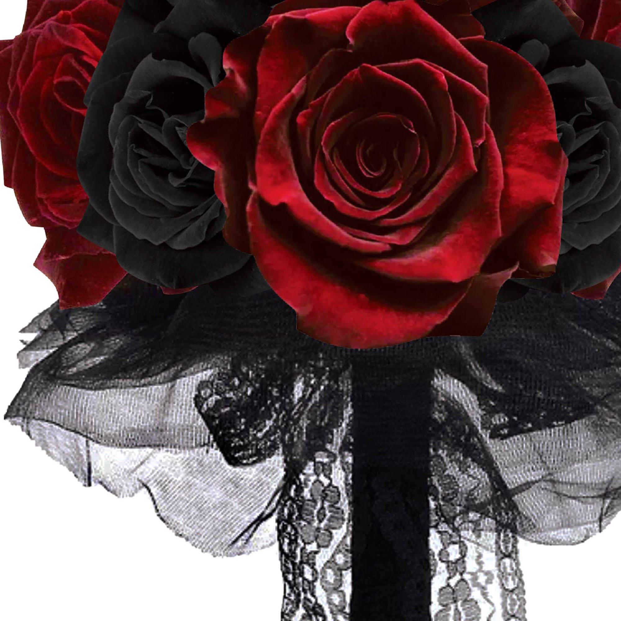 red rose bouquet with feathers