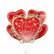 Ombre Hearts Valentine Balloon Bouquet, 5pc