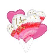 Geode Hearts Valentine Balloon Bouquet, 5pc
