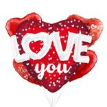 Love Hearts Valentine Balloon Bouquet, 5pc