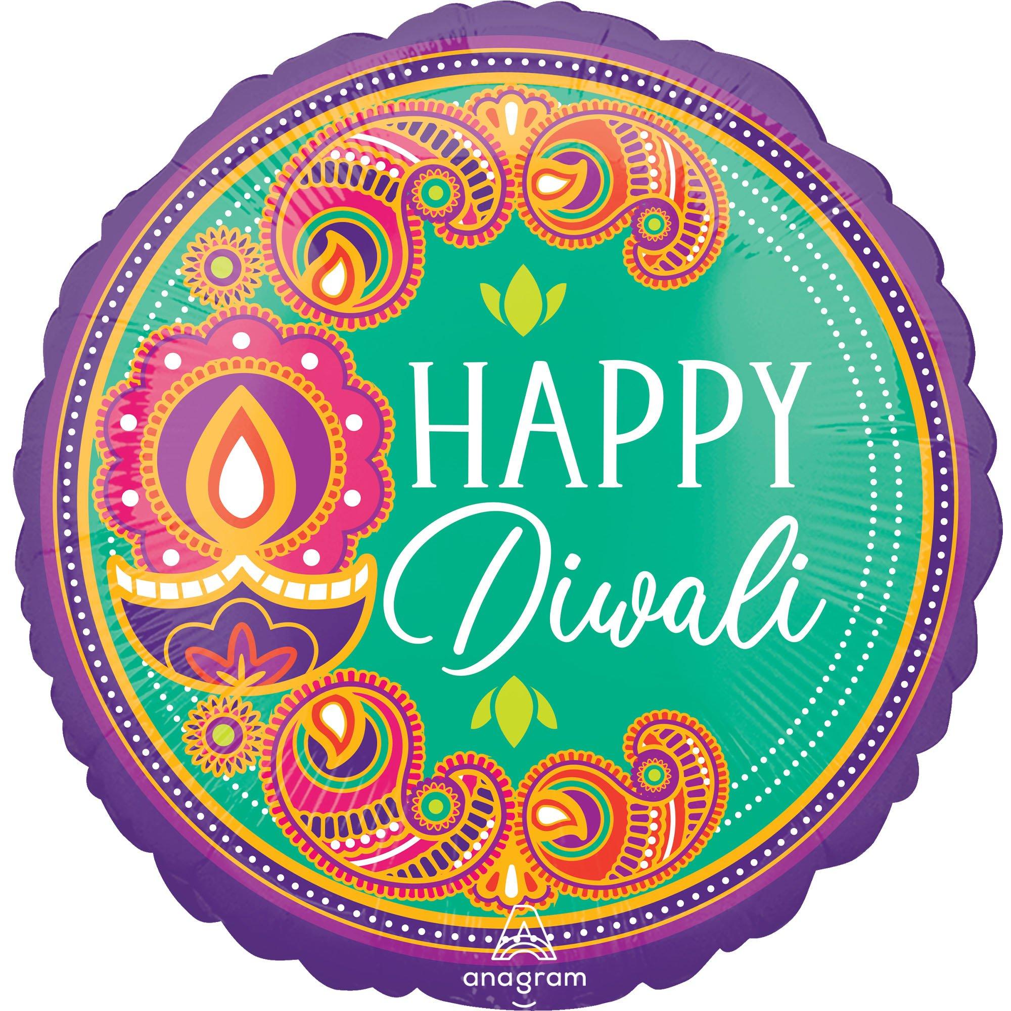 PartyCity Happy Diwali Foil Balloon, 17in - Rangoli Dream | The