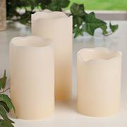White Pillar Flameless LED Wax Candle Set, 3pc