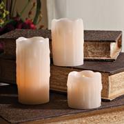 White Wax Drip Votive Flameless LED Candle Set, 3pc