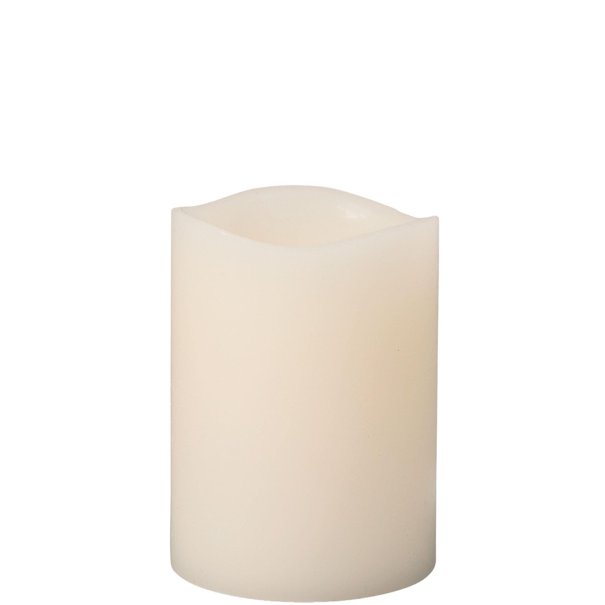 Vanilla-Scented White Pillar Glow Wick Flameless LED Wax Candle, 3in x 4in