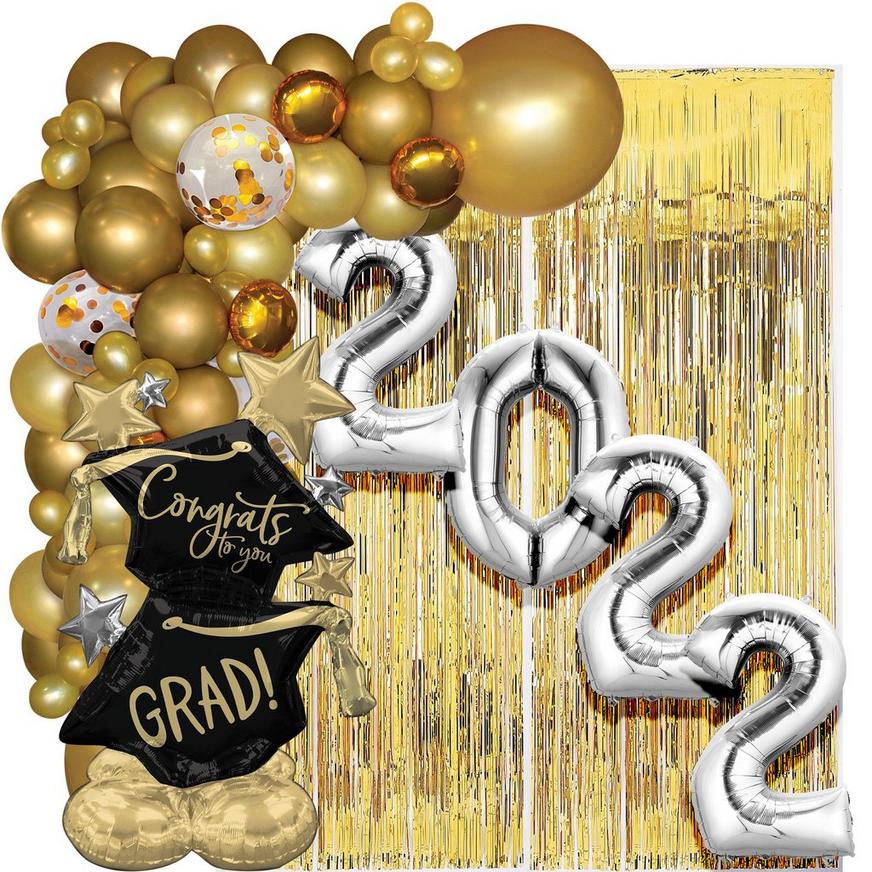 Grand DIY Gold & Silver Graduation Balloon Backdrop Kit, 8pc