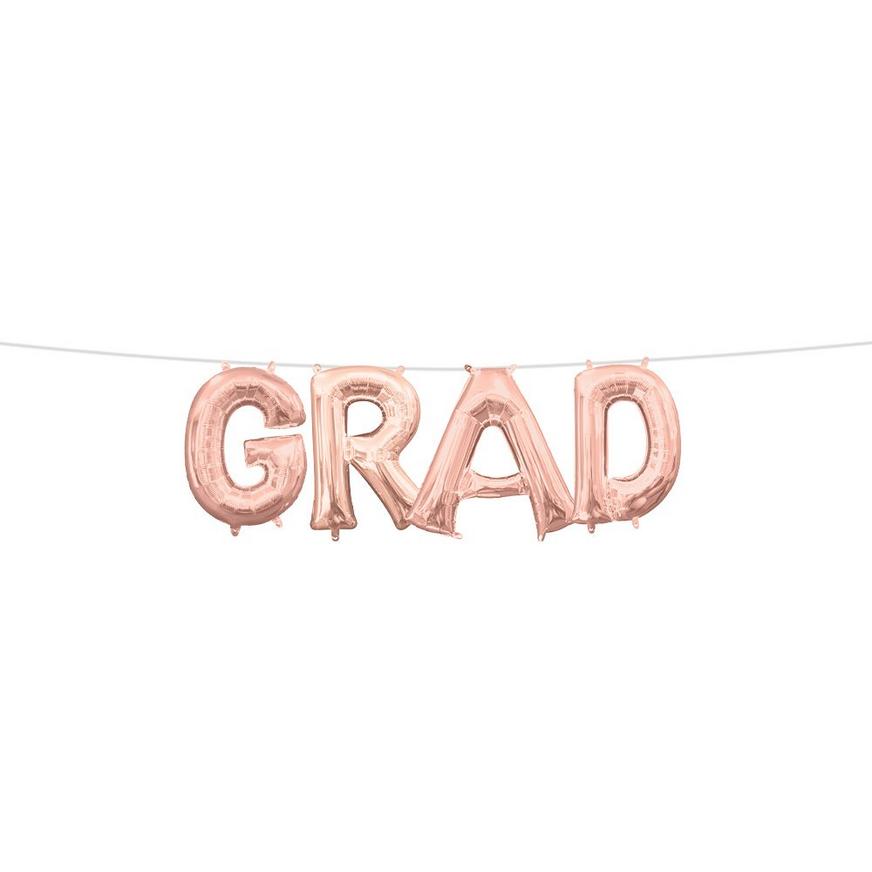 Rose Gold Grad Balloon Phrase, 13in Letters