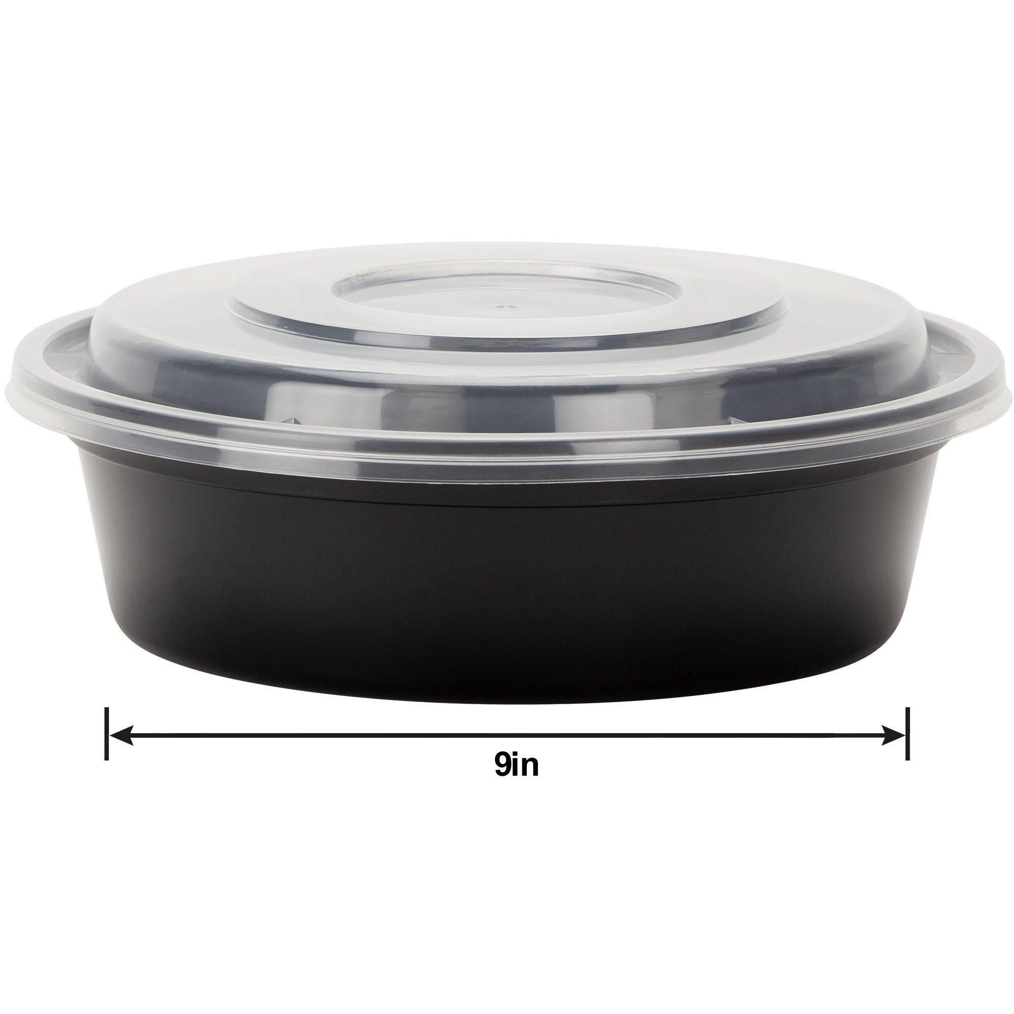 Round Plastic Microwave Tray Container, 9in, 48oz, 3ct