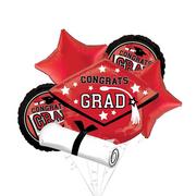 Red Congrats Grad Cap Balloon Bouquet, 5pc